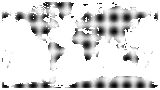 Dotted world map is a fantastic representation of our planet. Modern dotted map design focusing perfect for any geographic project or creative work. vector