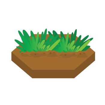 Isometric Grass Patch on Round Soil Base vector