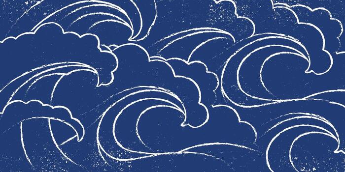 Japanese-inspired brush lines abstract wave and ripple pattern. Ethnic folk wood carving, block print texture background, simple graphic for textile, decoration vector