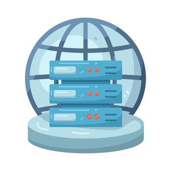 Illustration of Server Stack with Globe vector