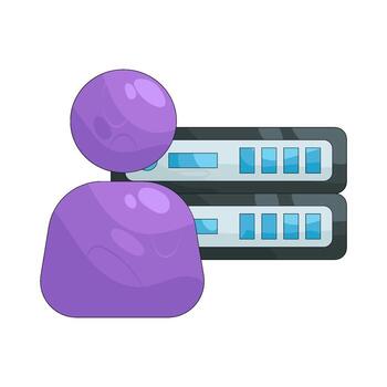 ilustración de avatar con computadora servidor vector