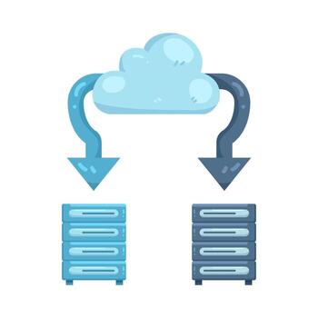 Illustration of Cloud Computing Data Transfer to Servers vector