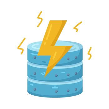 base de datos servidor con relámpago tornillo ilustración vector