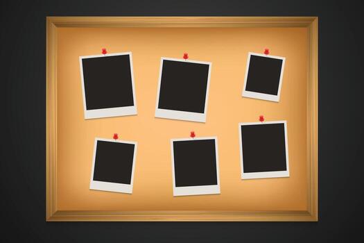 Bulletin board template with empty photo frame illustration vector