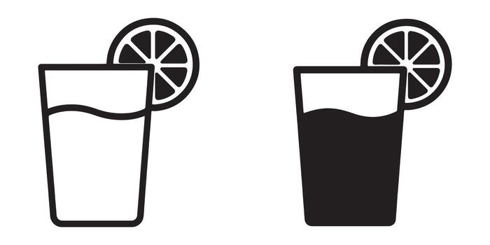 Refreshing Drink Icons Two Styles of Glass with Lemon Slice, Perfect for Summer Menus and Websites vector