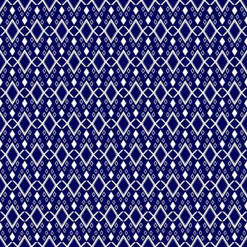 Seamless geometric pattern. Traditional diamond shapes in white on a dark blue background. Repeating pattern. Suitable for use in fabric prints, wallpapers, backgrounds and digital design vector