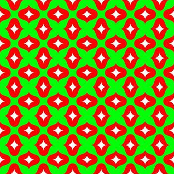 Seamless geometric pattern with red, green, and white shapes. Retro and festive style, perfect for backgrounds, holiday designs, textiles, and digital projects vector
