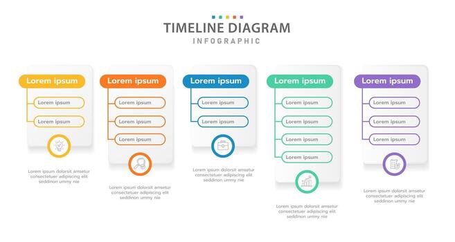 Infographic template for business. 5 Steps Modern Timeline diagram with arrow and topic, presentation, infographic timeline. vector