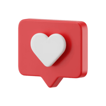 un' 3d interpretazione di un' rosso discorso bolla con un' bianca cuore icona, simboleggiante piace e notifiche su sociale media isolato su trasparente sfondo png