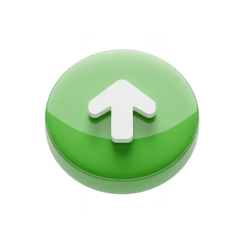 groen circulaire knop met een wit pijl richten omhoog geïsoleerd Aan transparant achtergrond, vertegenwoordigen uploaden, groei, en positief richting png