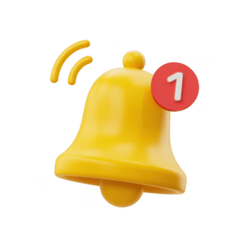 en 3d tolkning av en klocka med en underrättelse bricka isolerat på transparent bakgrund, representerar varningar och Viktig uppdateringar png