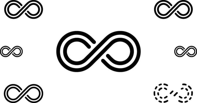 gráfico composición presentación diferente estilístico variaciones de infinito símbolo en un moderno diseño formato. vector