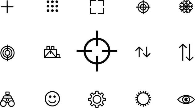 conjunto de minimalista negro y blanco contorno íconos representando diverso conceptos y símbolos para web diseño y aplicaciones vector