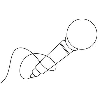Microphone With Cable Drawn With Single Continuous Line vector