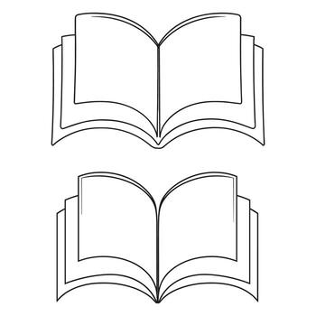 Two Open Books in Single Line Drawing Style reading vector