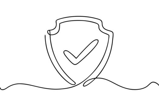 proteger con marca de verificación en continuo línea Arte seguridad vector