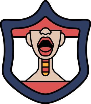 A shield with a man's face on it and a mouth open vector