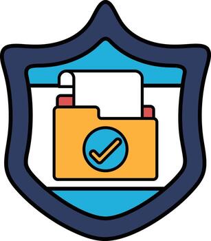 A shield with a folder on it and a check mark vector