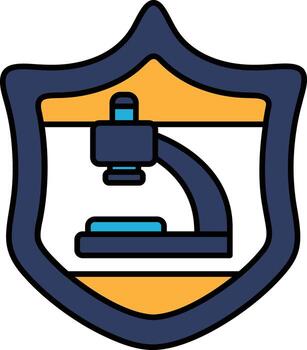 A shield with a microscope on it vector