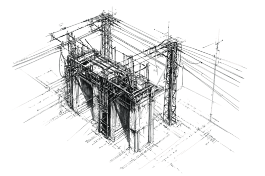 abstract 3d renderen van complex netwerk structuur png