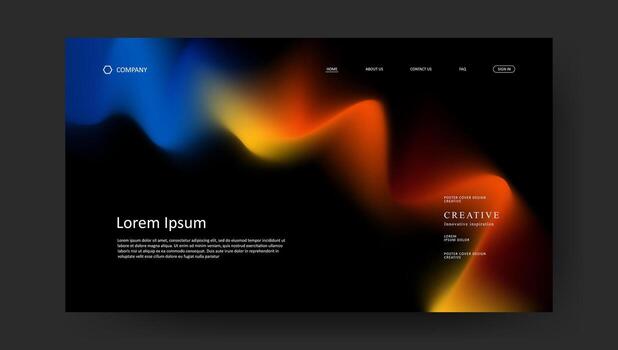 landing page modern design with abstract wave dark background vector