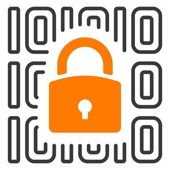 datos seguridad y cifrado en naranja color vector