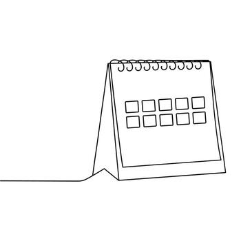 Desk calendar with spiral binding and grid layout table vector