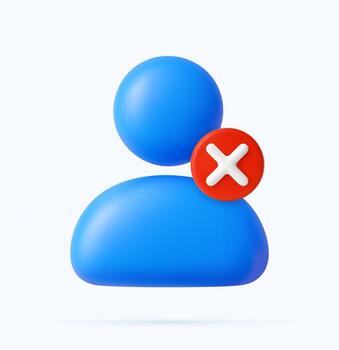 3D User Icon with Access Denied Symbol vector