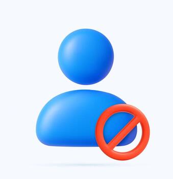 3D User Icon with Red Ban Symbol vector