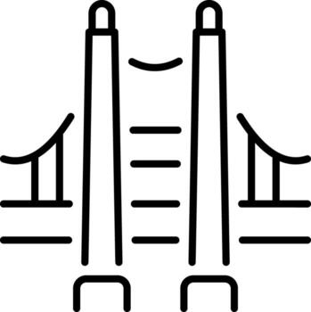 A line style icon showing gate bridge vector