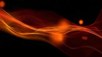 abstrakt orange Vinka med lysande partiklar på en mörk bakgrund skapande en dynamisk visuell effekt video