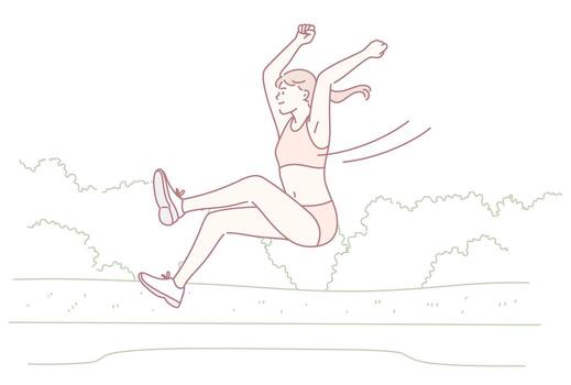 un dinámica atleta corriendo vigorosamente dentro un hermosa y sereno naturaleza ajuste vector