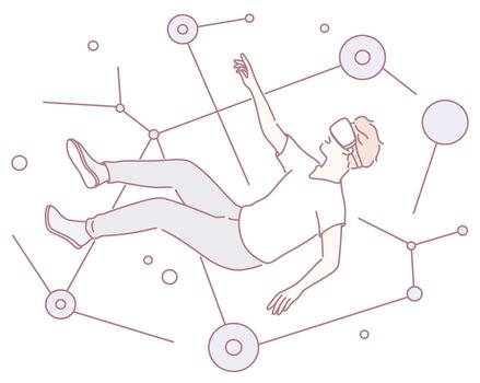 experiencia un inspirador virtual realidad con resumen conexiones ese Chispa - chispear creatividad vector