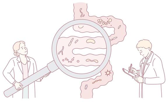 Scientists Conducting InDepth Analysis of Microorganisms Through the Lens of Research vector
