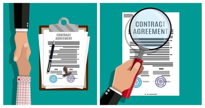 Hands shaking over a contract vector