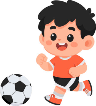 ein Karikatur Junge spielen Fußball png