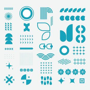 Collection of Brutalist abstract geometric shapes and elements. Modern, minimalist contemporary primitive geometric shapes vector