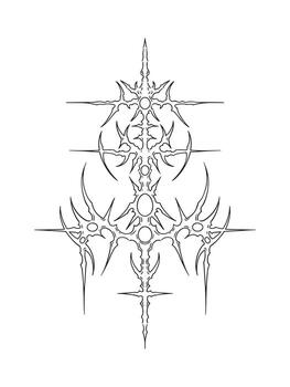 hand drawn cybersigilism illustrations neotribal tattoo designs vector