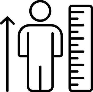 A man is standing next to a ruler and an arrow vector