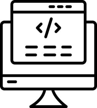 A computer monitor with a code symbol on it vector