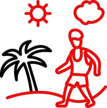 Man In Beach Outlined Frame Object vector