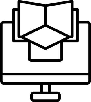 A computer with a book on it vector