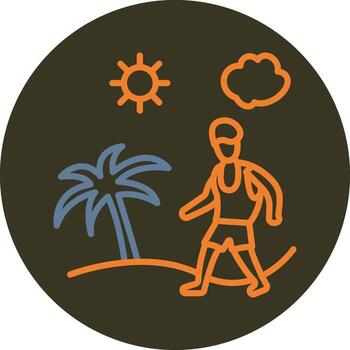 hombre en playa simplificado línea marca vector