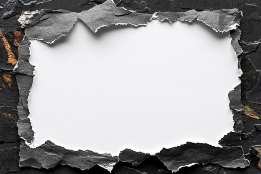Ripped paper frame on dark background photo
