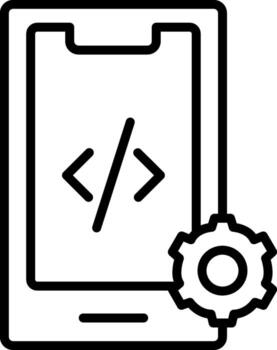 A smartphone with a code symbol on it vector