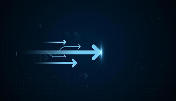 The multiple glowing arrows pointing upward on a blue background, symbolizing growth, success, and forward Finance graph arrow up investment Upward Finance and Business concept vector