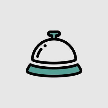 Minimalist Icon of a Service Bell with Teal and Blue Gradient Base a Simple Line Art Style Graphic Design Element for Websites Apps and User Interfaces vector
