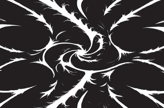 Dynamic abstract swirl pattern in black and white with sharp brush strokes and textured edges. Ideal for modern backgrounds, posters, digital art, and unique graphic design projects. vector