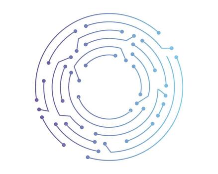 Circuit board line circle line dots connection. Motherboard electronic technology data, electrical board, cpu. Programming science, computer system elements vector