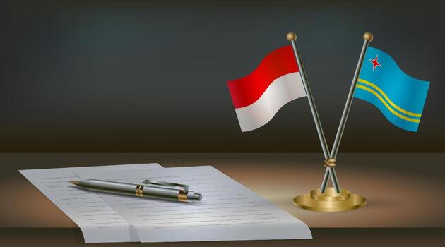 Flags and notepad representing partnership vector